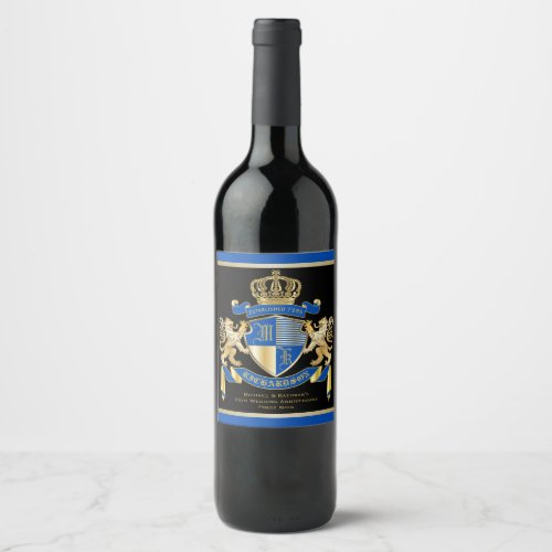 Create Your Own Coat of Arms Blue Gold Lion Emblem Wine Label Create Your Own Coat of Arms Blue Gold Lion Emblem Wine Label