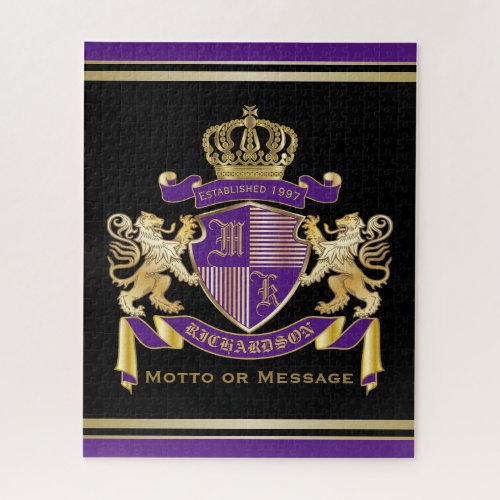 Create Your Own Coat of Arms Monogram Crown Emblem Jigsaw Puzzle