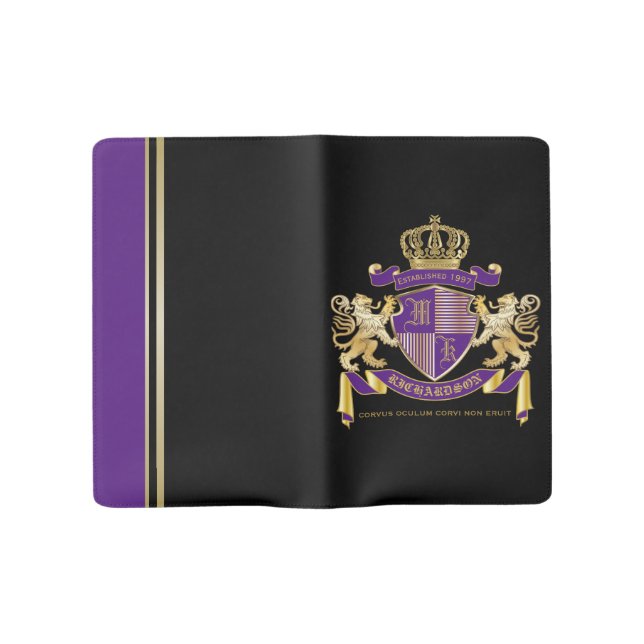 Create Your Own Coat of Arms Monogram Crown Emblem Large Moleskine Notebook (Opened)
