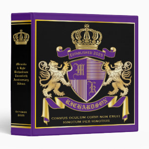 Create Your Own Coat of Arms Purple Gold Emblem 3 Ring Binder