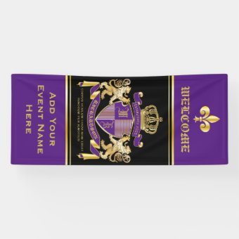 Create Your Own Coat of Arms Purple Gold Emblem Banner | Zazzle