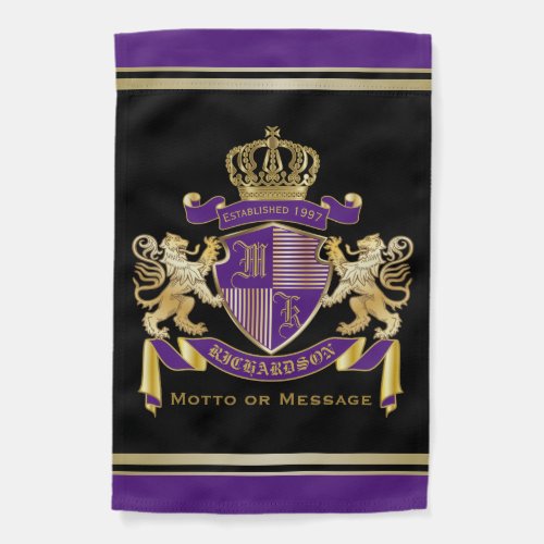 Create Your Own Coat of Arms Purple Gold Emblem Garden Flag
