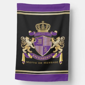 Create Your Own Coat Of Arms Purple Gold Emblem House Flag by BCVintageLove at Zazzle