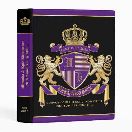 Create Your Own Coat of Arms Purple Gold Emblem Mini Binder