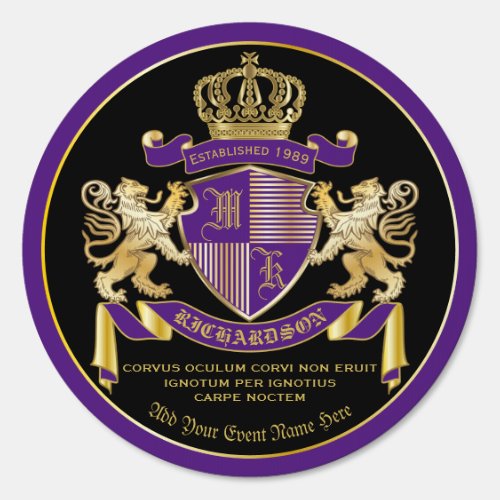 Create Your Own Coat of Arms Purple Gold Emblem Sign