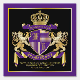 Create Your Own Coat of Arms Purple Gold Emblem Sign