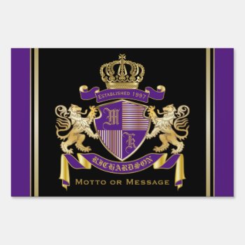 Create Your Own Coat Of Arms Purple Gold Emblem Sign by BCVintageLove at Zazzle
