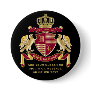 Create Your Own Coat of Arms Red Gold Eagle Emblem Button
