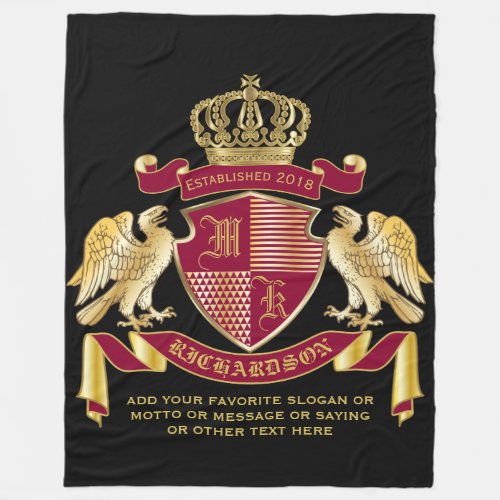 Create Your Own Coat of Arms Red Gold Eagle Emblem Fleece Blanket