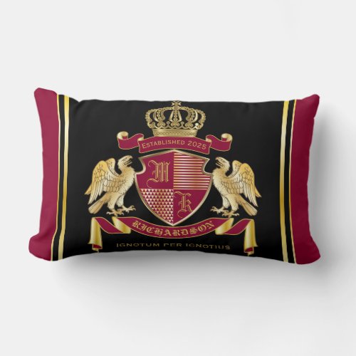 Create Your Own Coat of Arms Red Gold Eagle Emblem Lumbar Pillow