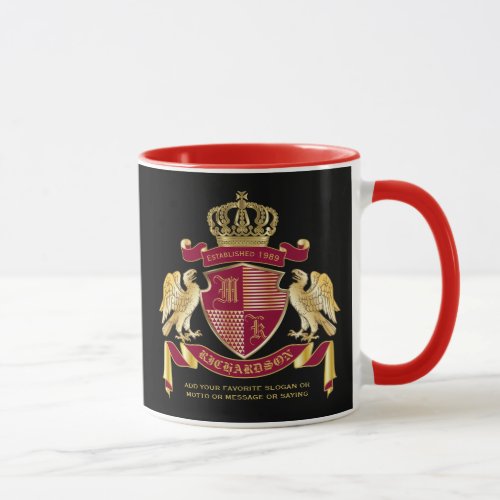 Create Your Own Coat of Arms Red Gold Eagle Emblem Mug