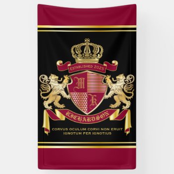 Create Your Own Coat Of Arms Red Gold Lion Emblem Banner by BCVintageLove at Zazzle