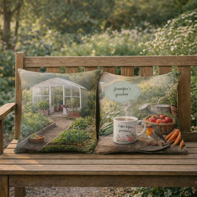 Create your own coffee before gardenening photo outdoor pillow (Create your own coffee before gardenening photo outdoor pillow. You can add your own photo.)