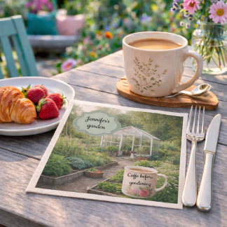 Create your own Coffee before gardening photo Napkins