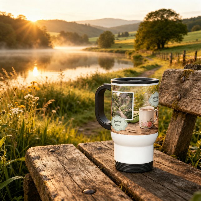 Create your own Coffee before gardening photo Travel Mug (Create your own Coffee before gardening photo Travel Mug. You can add your own photo, name and text.)