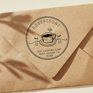 Create Your Own   Coffee Cup Return Address Rubber Stamp