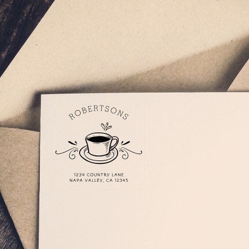 Create Your Own  Coffee Cup Return Address Rubber Stamp