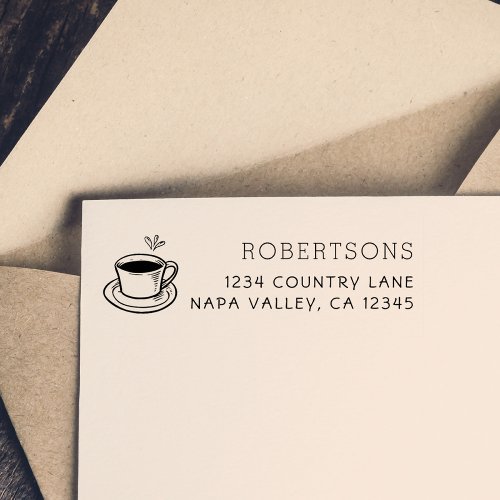 Create Your Own  Coffee Cup Return Address Rubber Stamp