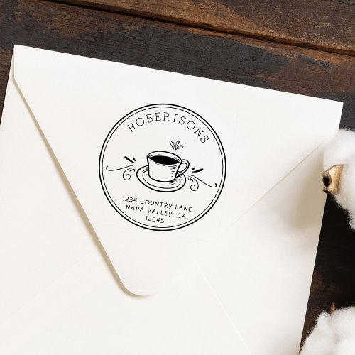 Create Your Own  Coffee Cup Return Address Self_inking Stamp