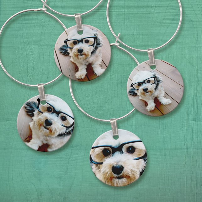 Create Your Own Collage with 4 Photos Wine Charm (Custom Wine and Drink Charms)