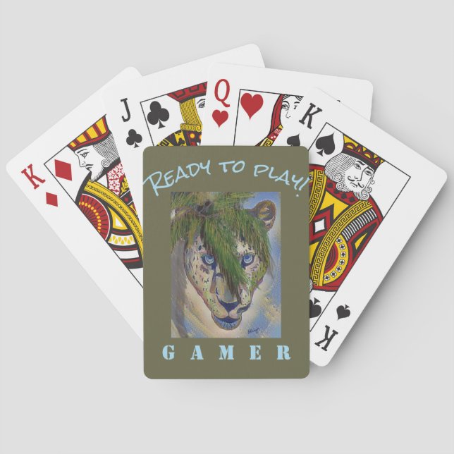 Create Your Own College Gamester Leopard Tiger  Poker Cards (Back)