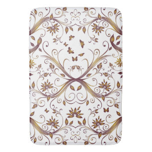 Create Your Own Color Change Purple Gold Damask Bath Mat