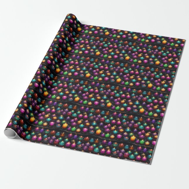 Create Your Own Colorful Altar Candles Black Wrapping Paper (Unrolled)