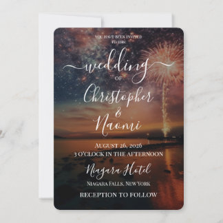 Create Your Own Colorful Beach Fireworks Wedding Invitation