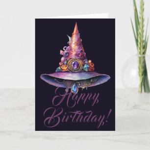 Create Your Own Colorful Bejeweled Witch Hat Holiday Card