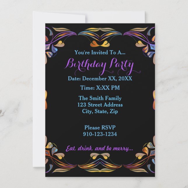 Create Your Own Colorful Birthday Party Invitation (Front)