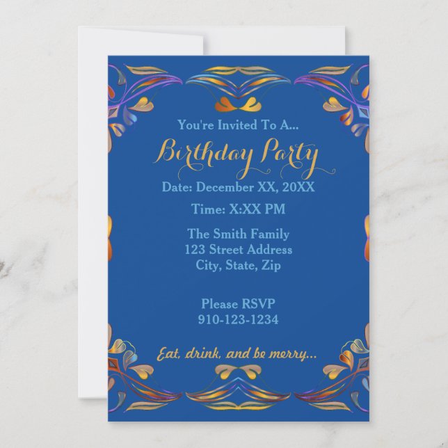 Create Your Own Colorful Birthday Party Invitation (Front)