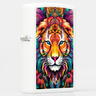 Create Your Own Colorful Boho Lion Totem Animal Zippo Lighter