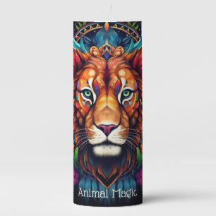 Create Your Own Colorful Boho Lioness Totem Animal Pillar Candle