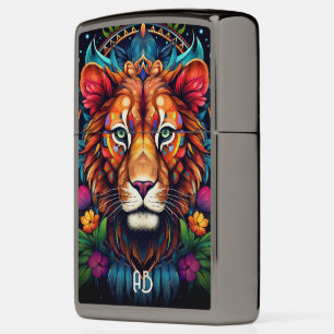 Create Your Own Colorful Boho Lioness Totem Animal Zippo Lighter
