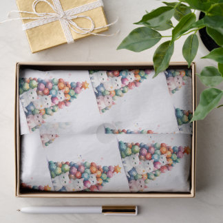 Create Your Own Colorful Cats Xmas Tree Tissue Paper