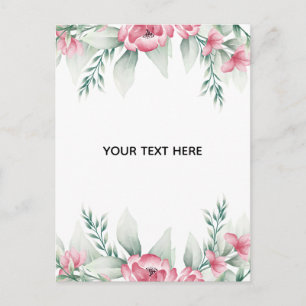Create Your Own Colorful Floral Border Announcement Postcard