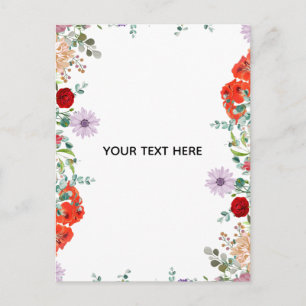 Create Your Own Colorful Floral Border Announcement Postcard