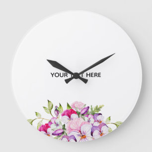 Create Your Own Colorful Floral Border Large Clock