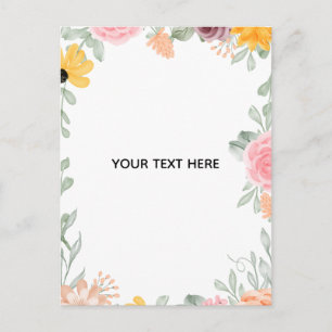 Create Your Own Colorful Floral Border Postcard