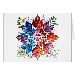 Create Your Own Colorful Floral Snowflake Yule Cards
