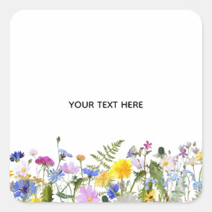 Create Your Own Colorful Floral  Square Sticker