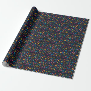 Create Your Own Colorful Herbs & Candles Black Wrapping Paper