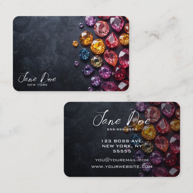 Create Your Own Colorful Jewels Business Card (Front/Back)