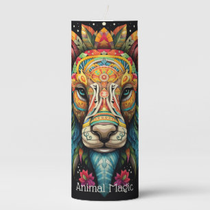 Create Your Own Colorful Lion Tribal Totem Animal Pillar Candle