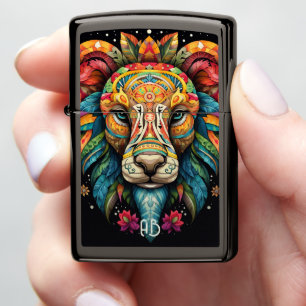 Create Your Own Colorful Lion Tribal Totem Animal Zippo Lighter
