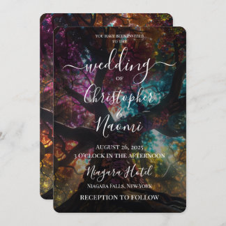 Create Your Own Colorful Rainbow Tree Wedding Invitation