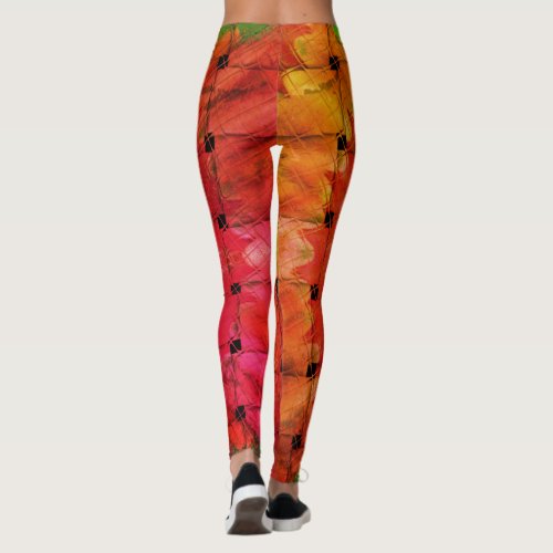 Create Your Own Colorful Red Woven cute pretty Leggings