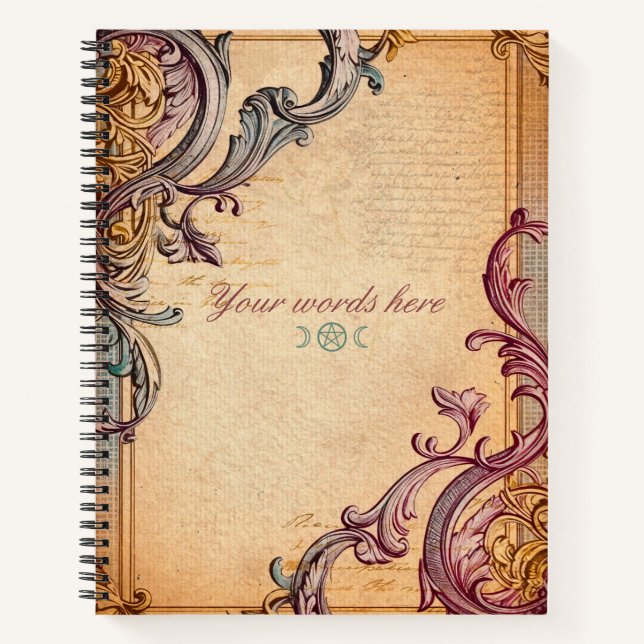 Create Your Own Colorful Scrollwork Ephemera Notebook (Front)