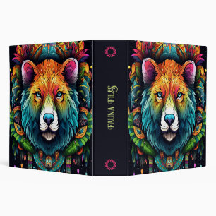 Create Your Own Colorful Tribal Bear Totem Animal 3 Ring Binder