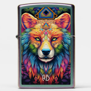 Create Your Own Colorful Tribal Bear Totem Animal Zippo Lighter